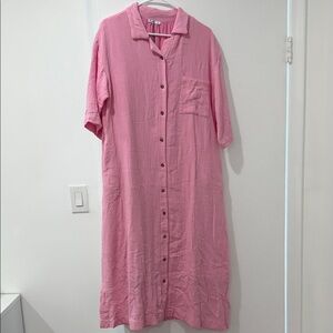 Pink Button-Up Maxi Dress
